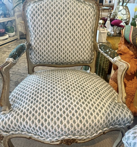 Antique Upholstery Chair + Ottoman